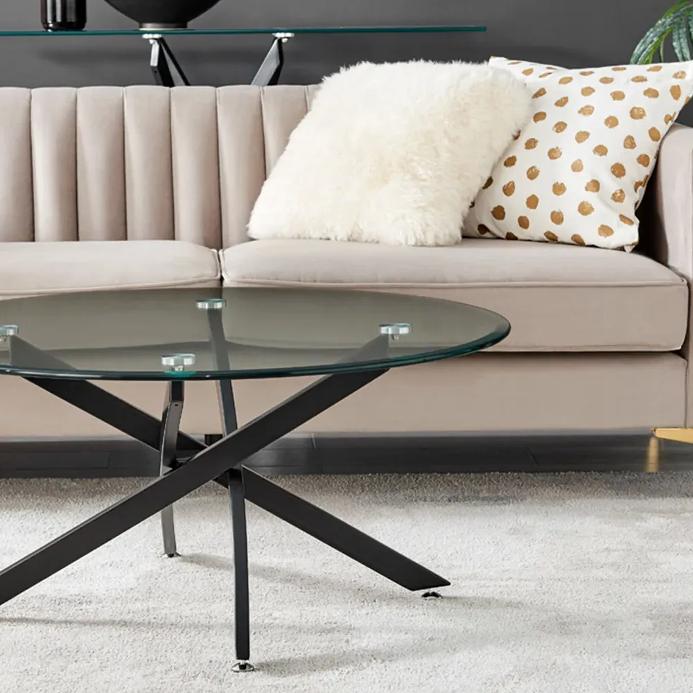 Arona Round Coffee Table - Black Glass