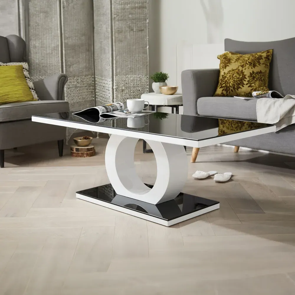 Arona Round Coffee Table - Black, Glass