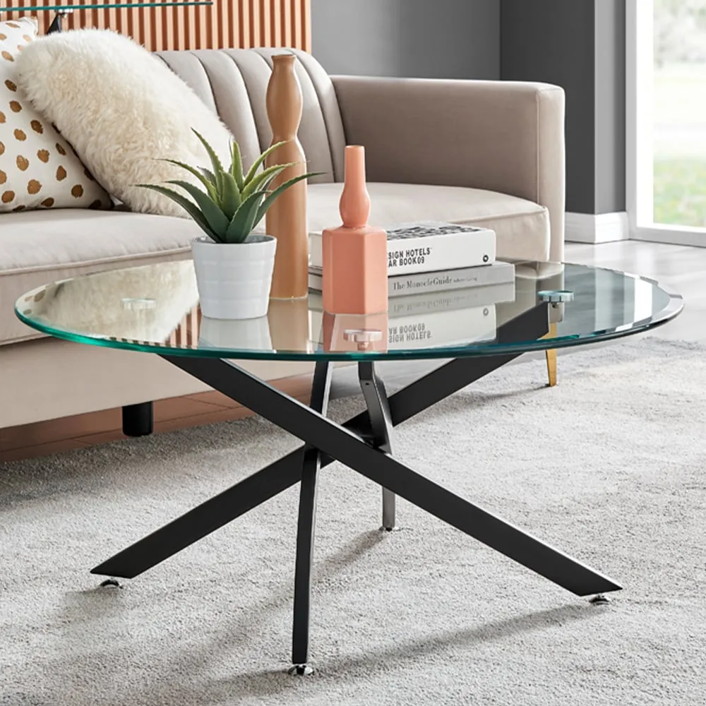 Arona Round Coffee Table - Black Glass image