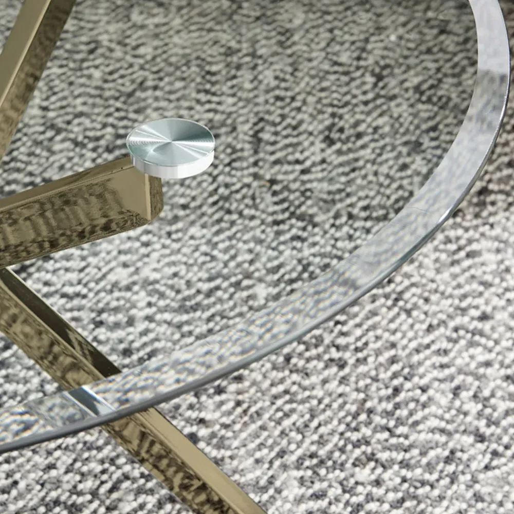 Arona Round Coffee Table - Gold, Glass