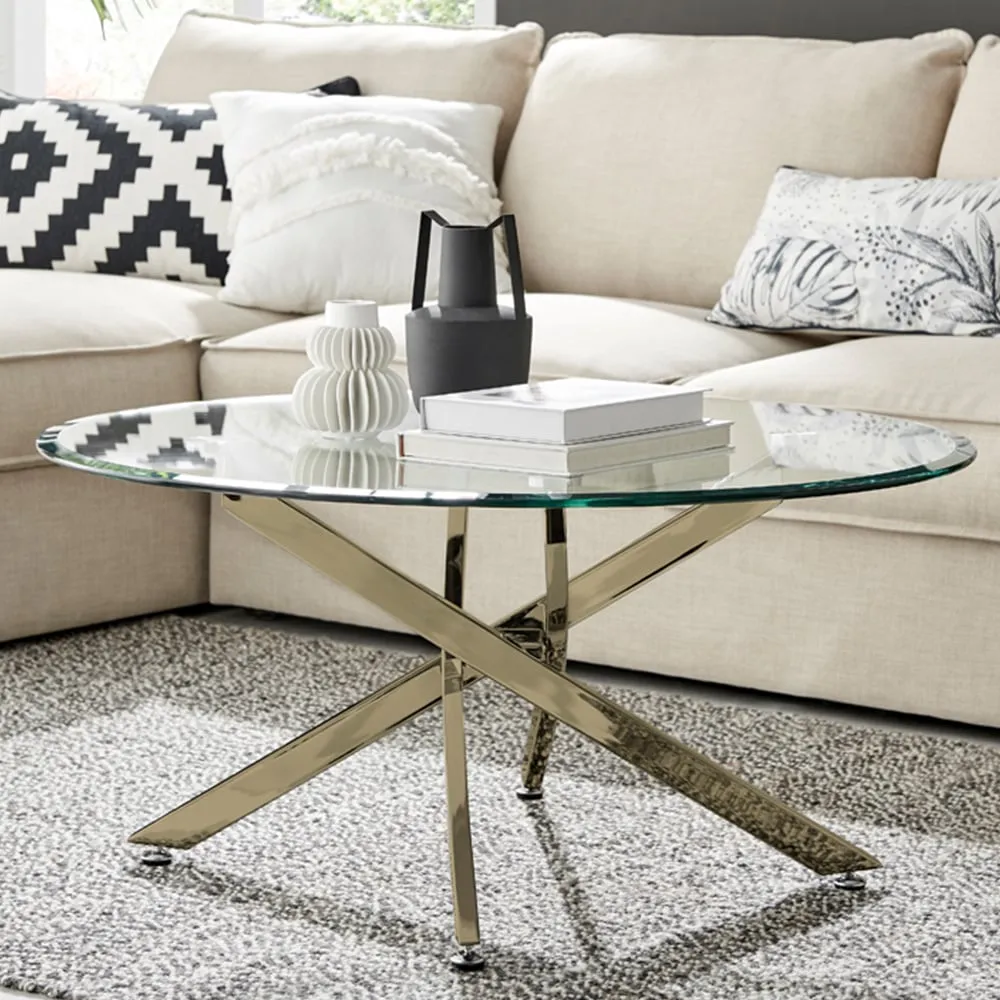 Arona Round Coffee Table - Gold, Glass image