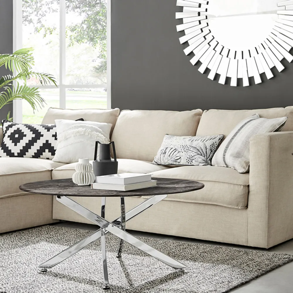 Arona Round Coffee Table - Grey, Glass