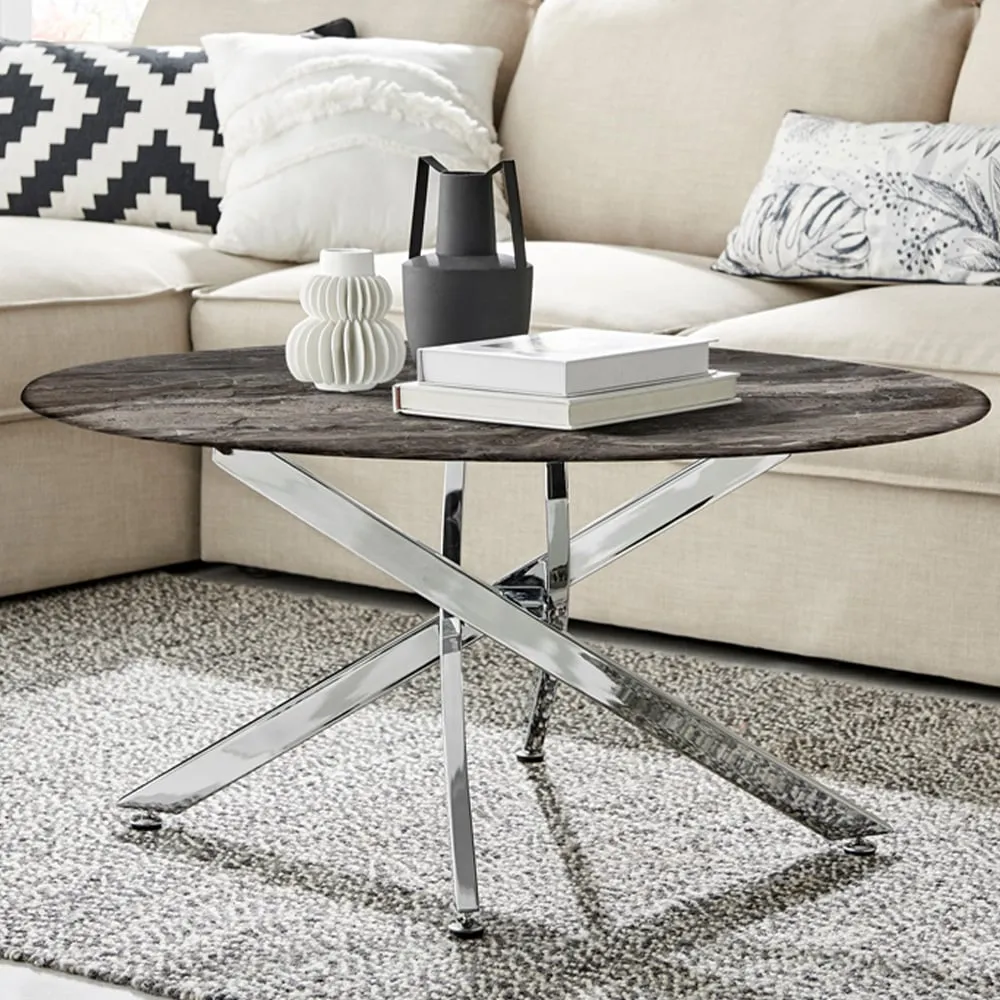 Arona Round Coffee Table - Grey, Glass