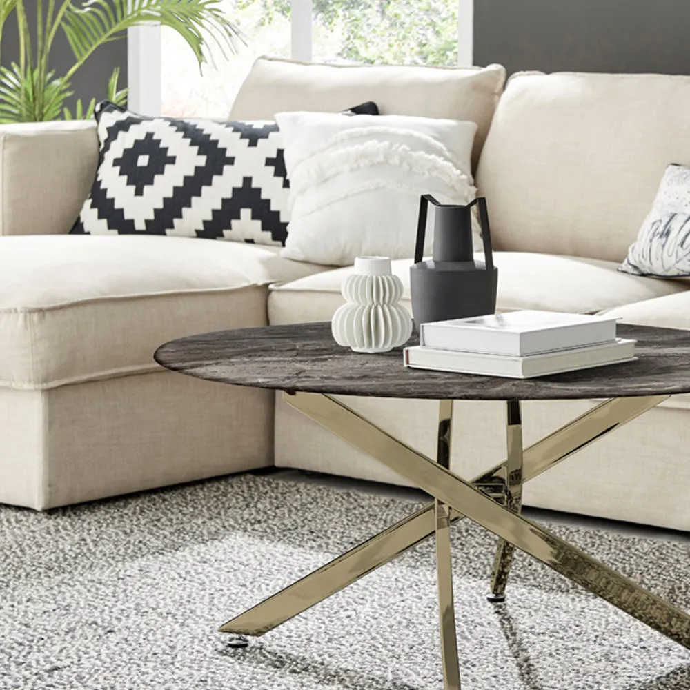 Arona Round Coffee Table - Grey, Glass