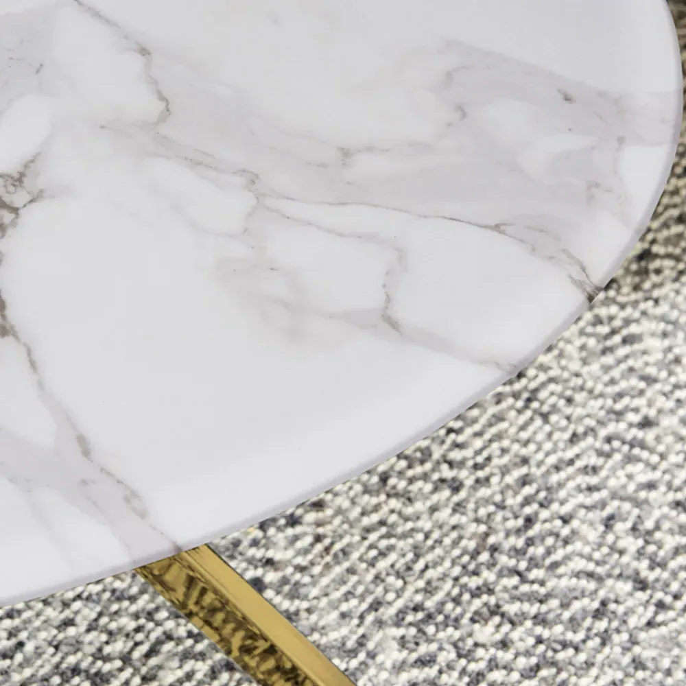 Arona Round Coffee Table - White, Glass