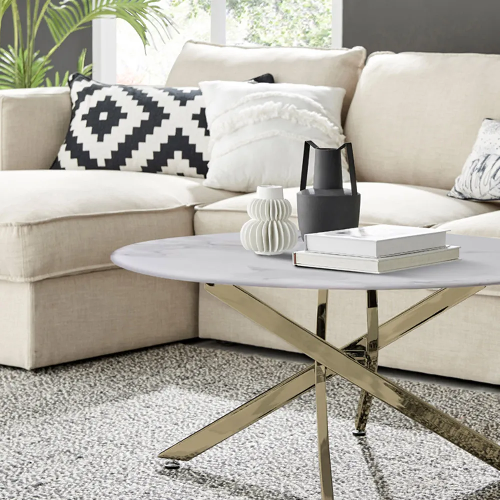 Arona Round Coffee Table - White, Glass