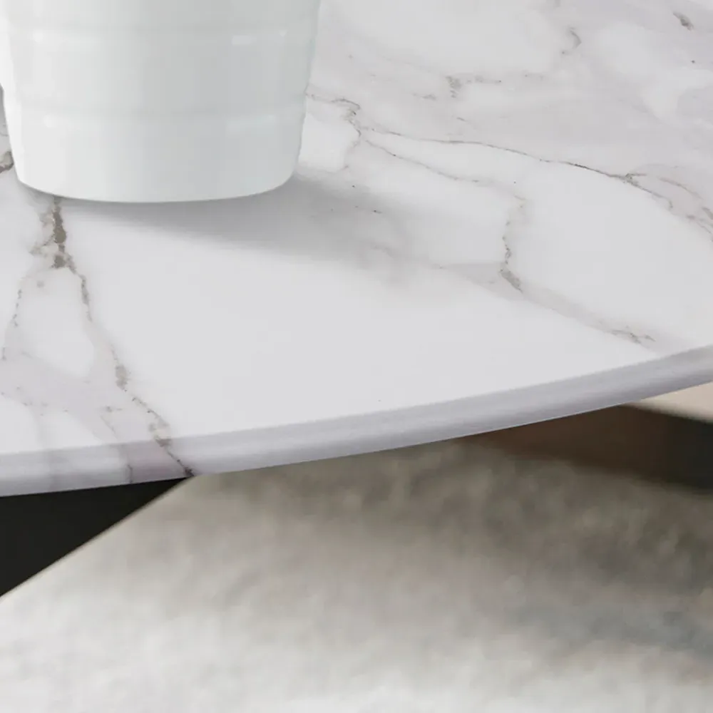 Arona Round Coffee Table - White, Glass