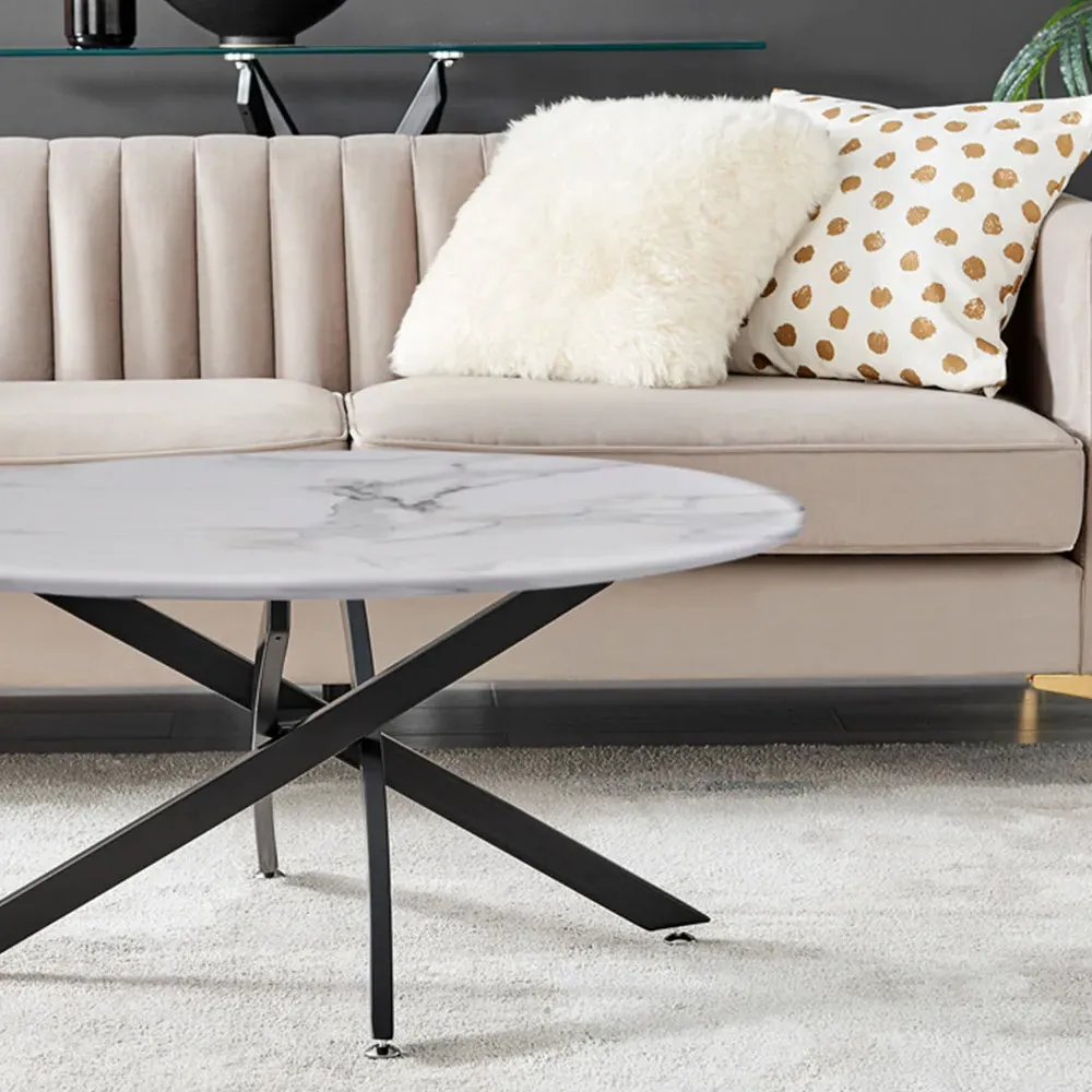 Arona Round Coffee Table - White, Glass