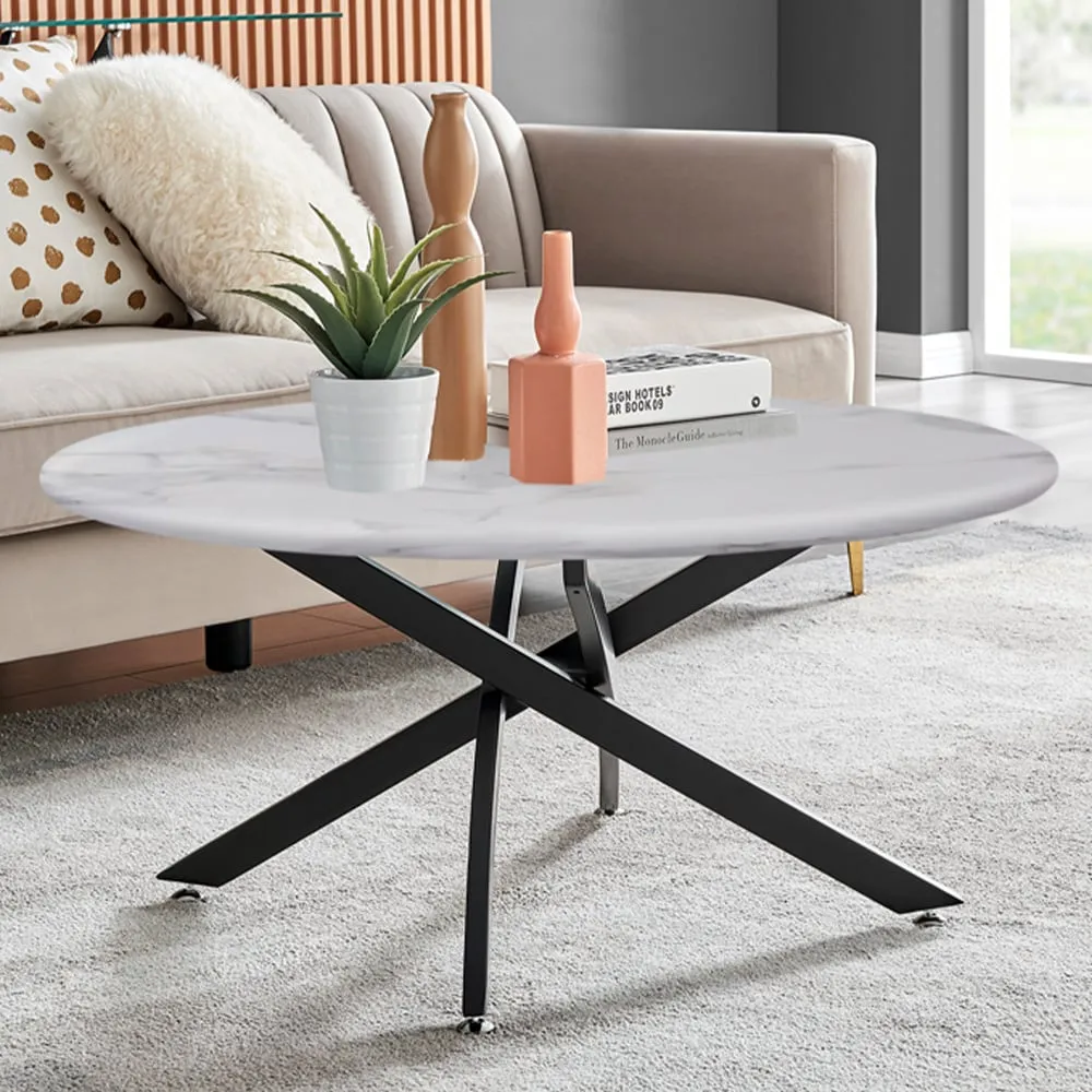 Arona Round Coffee Table - White, Glass image