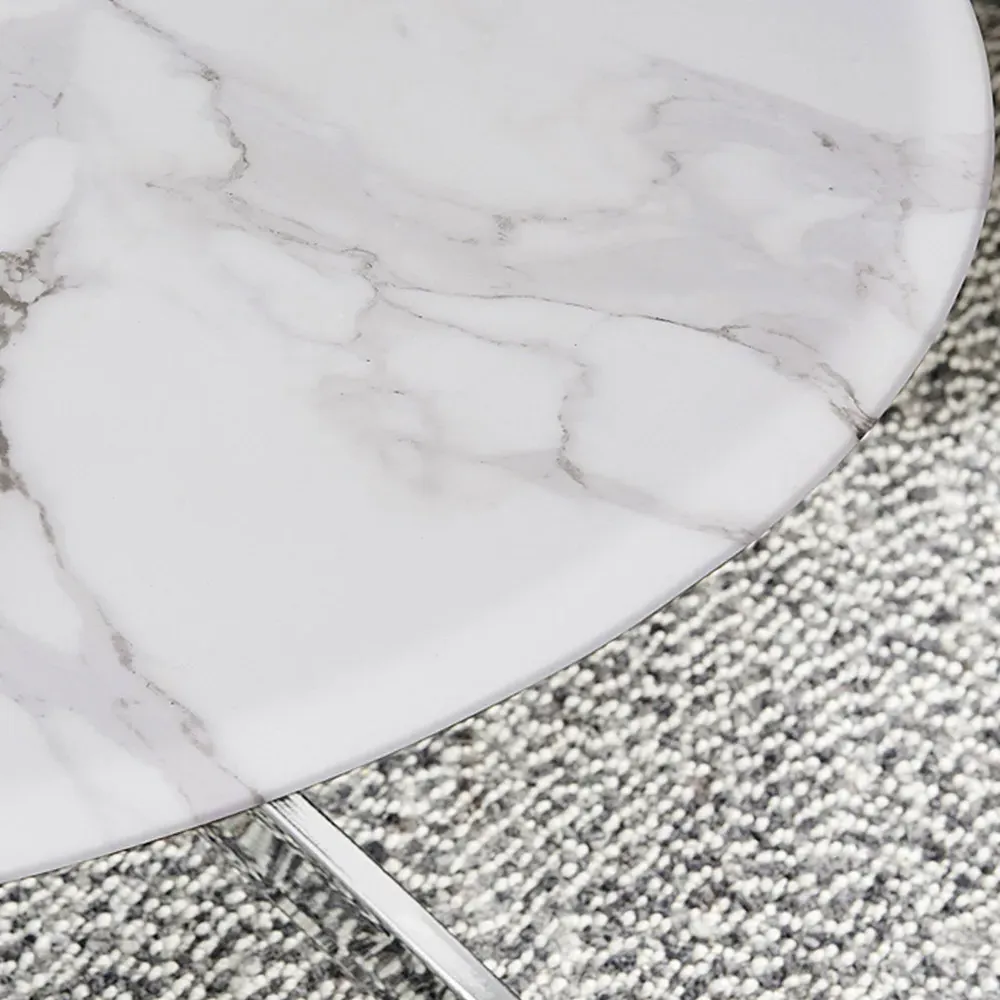 Arona Round Coffee Table - White, Glass