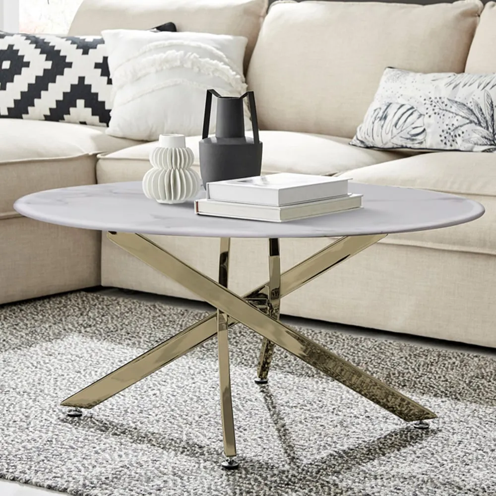 Arona Round Coffee Table - White, Glass