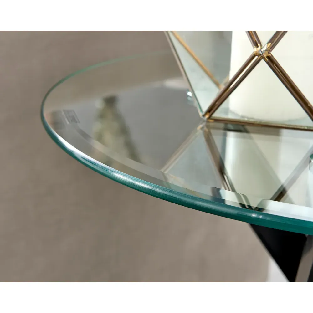 Arona Round Side Table - Black, Glass