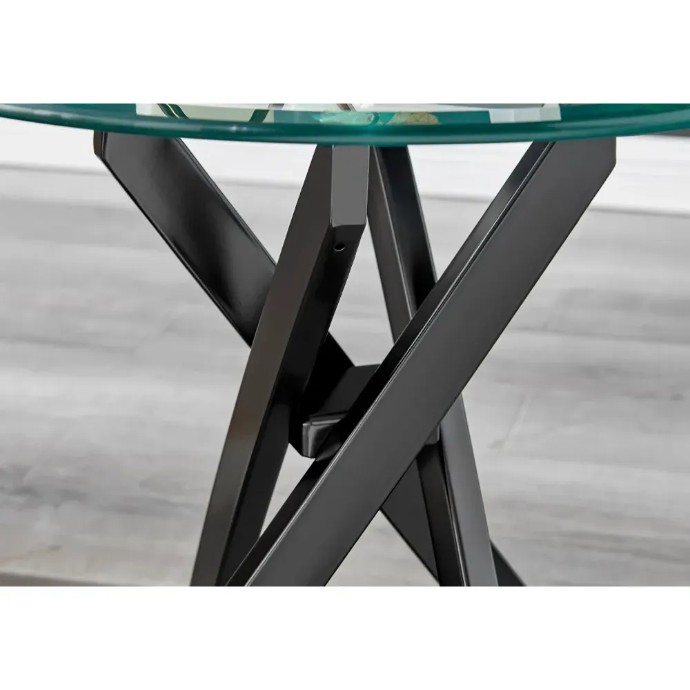 Arona Round Side Table - Black, Glass