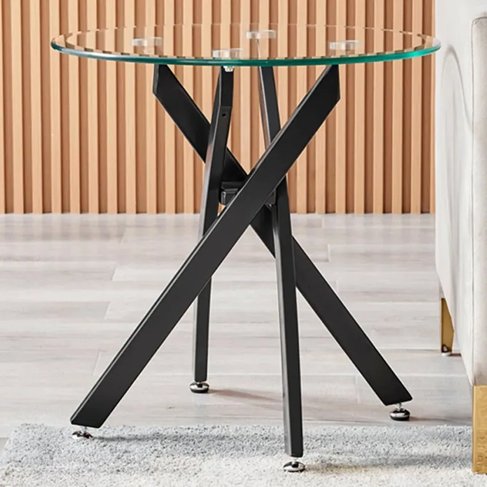 Arona Round Side Table - Black, Glass image