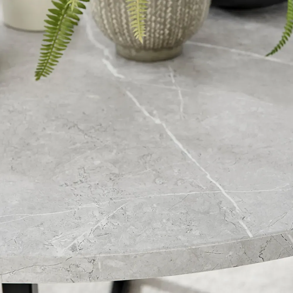 Ashley 4-Seater Round Dining Table with Storage - Grey, Concrete