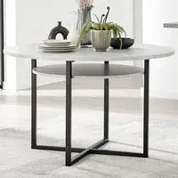 Ashley 4-Seater Round Dining Table with Storage - Grey, Concrete
