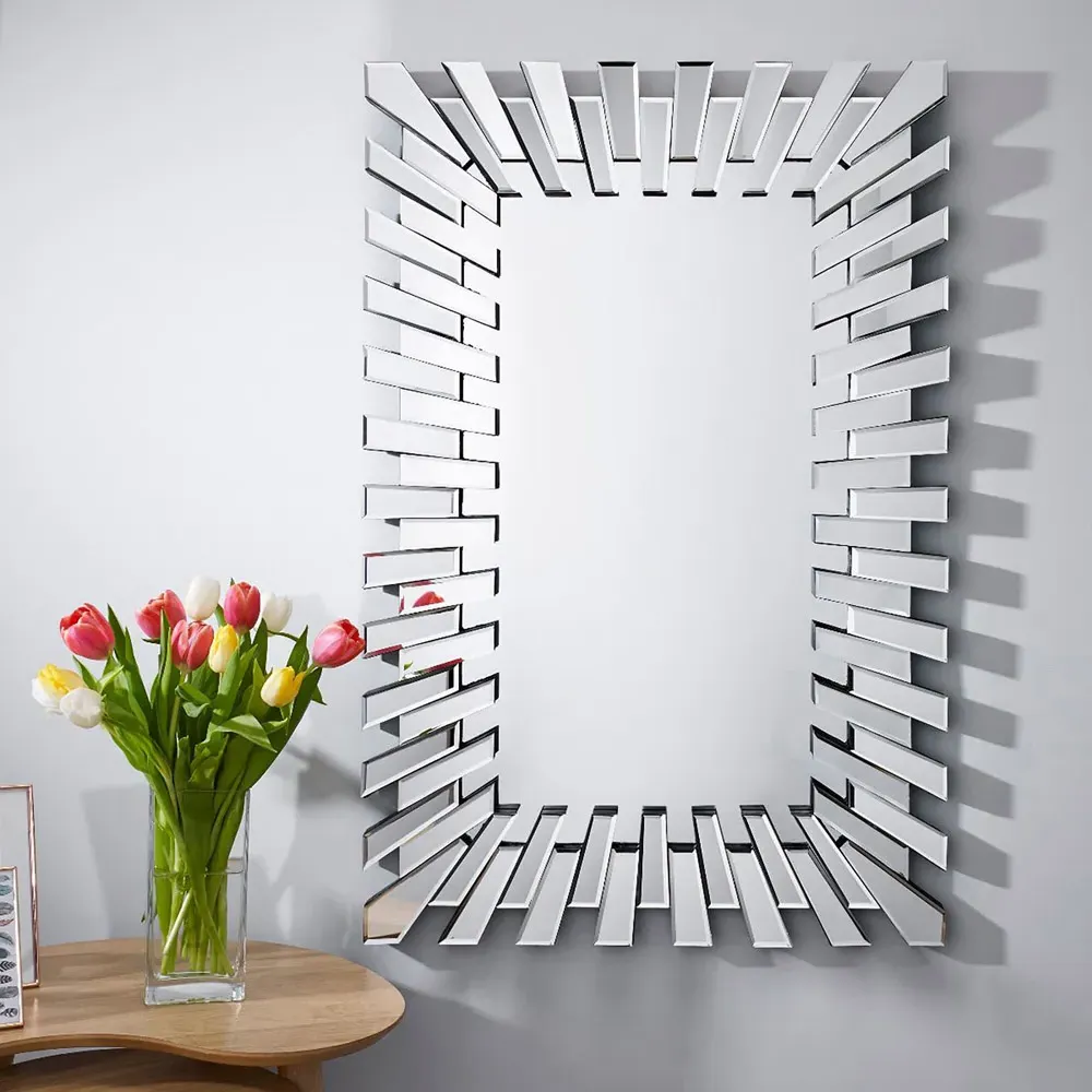 Astra Rectangular 3D Wall Mirror - Silver