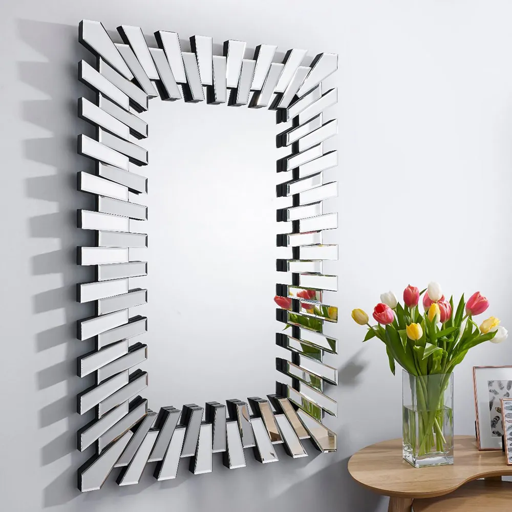 Astra Rectangular 3D Wall Mirror - Silver