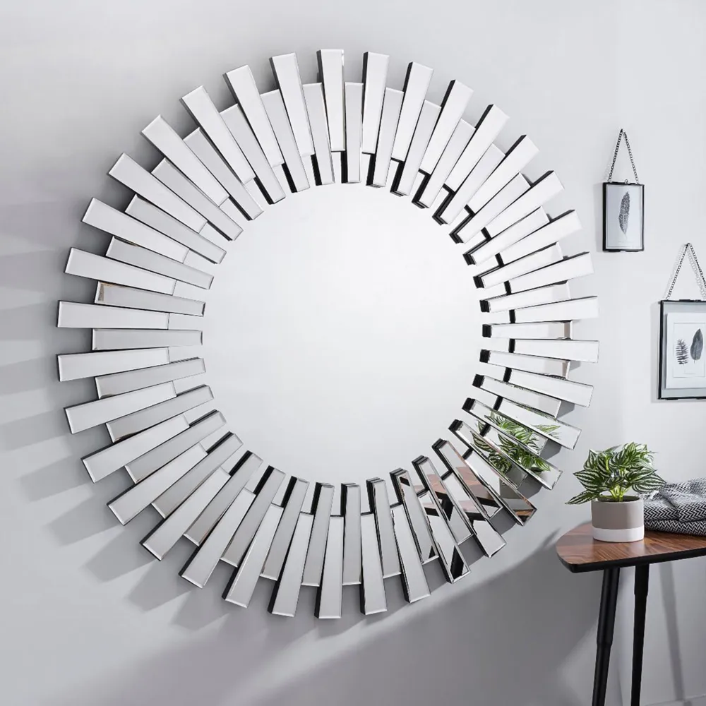 Astra Round Large 3D Mirror - Silver