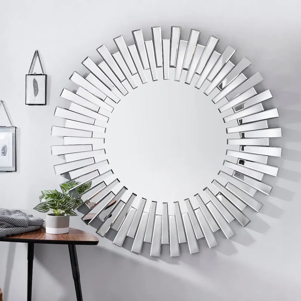 Astra Round Large 3D Mirror - Silver
