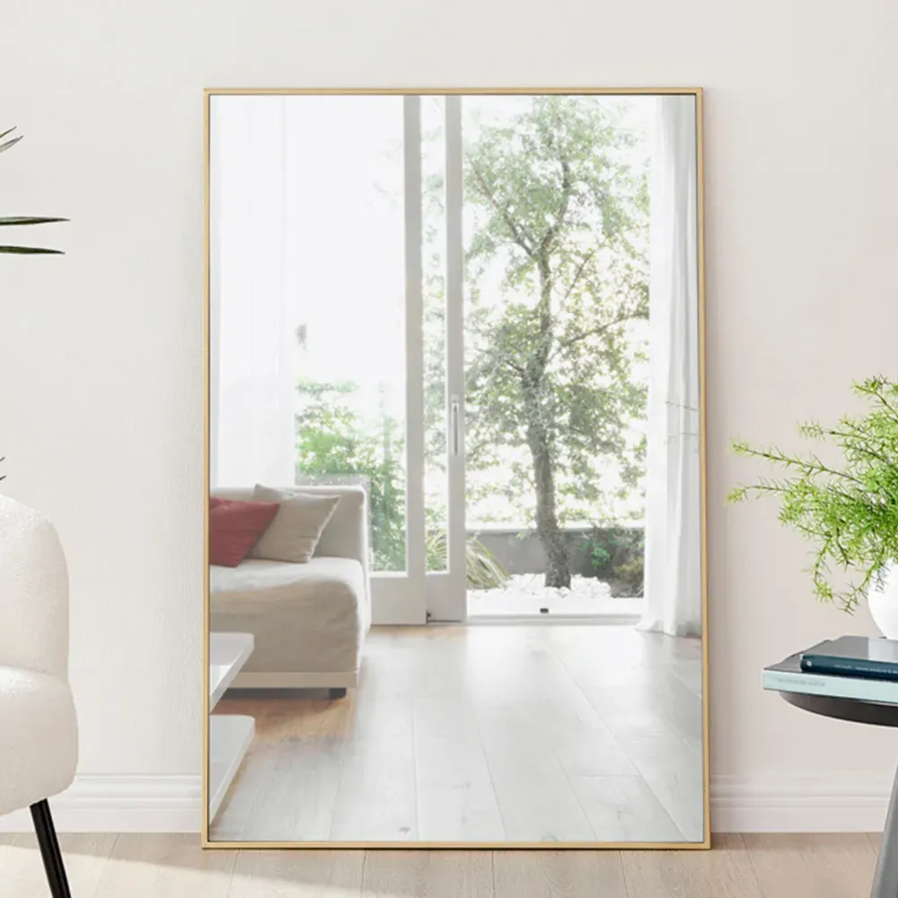 Austen Rectangular Wall Mirror - Gold, Metal