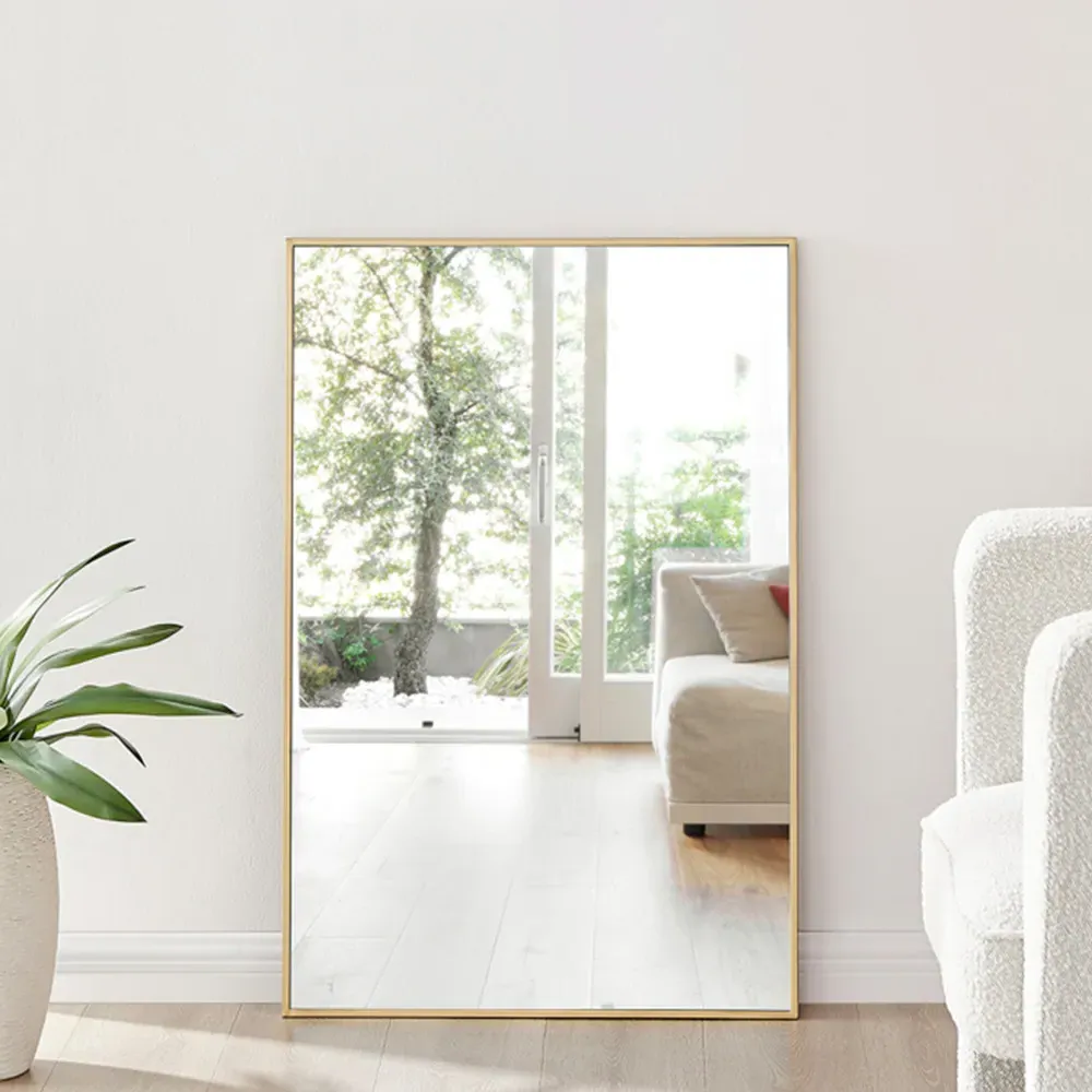 Austen Rectangular Wall Mirror - Gold, Metal