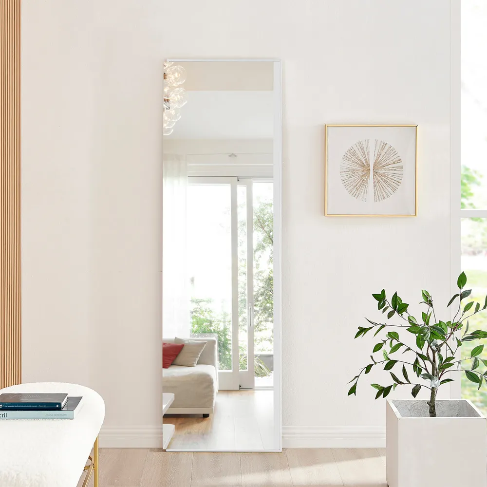 Austen Rectangular Wall Mirror - White, Metal