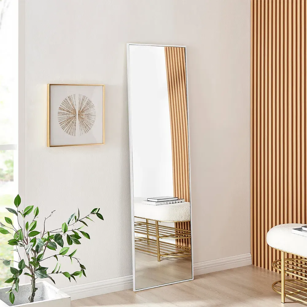 Austen Rectangular Wall Mirror - White, Metal