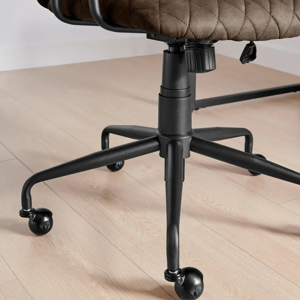 Avant Office Chair with Wooden Arms - Warm Grey, Faux Leather