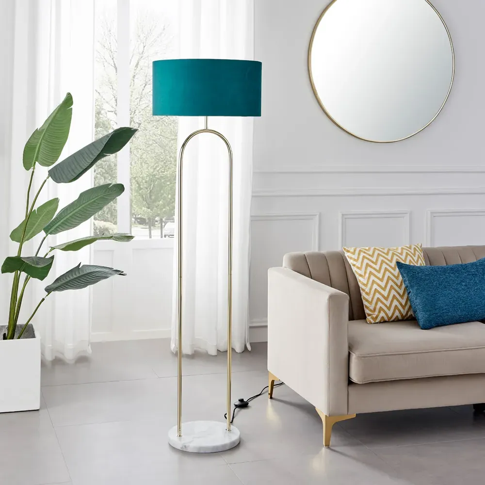Avery Floor Lamp - Teal, Velvet