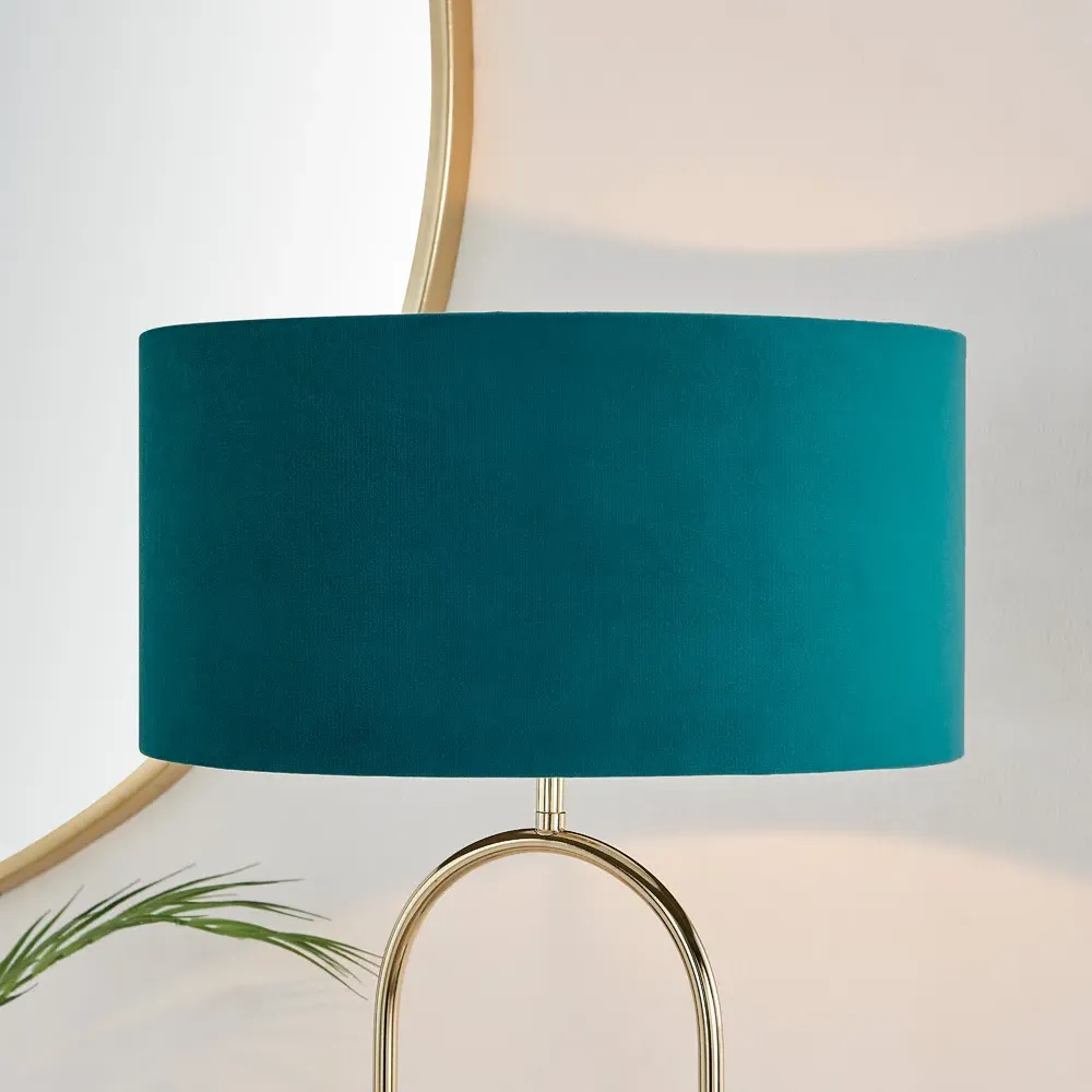 Avery Table Lamp - Teal, Velvet