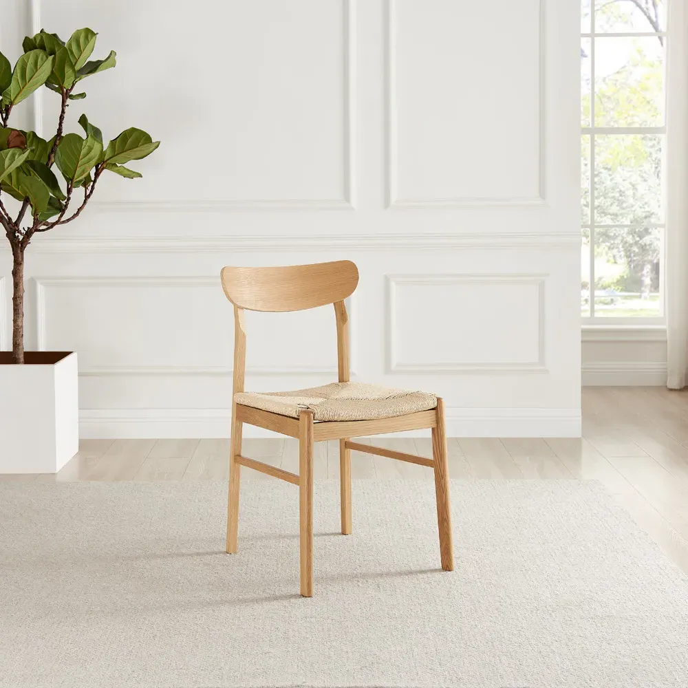 Belle Set of 2 Rope Dining Chairs - Oak