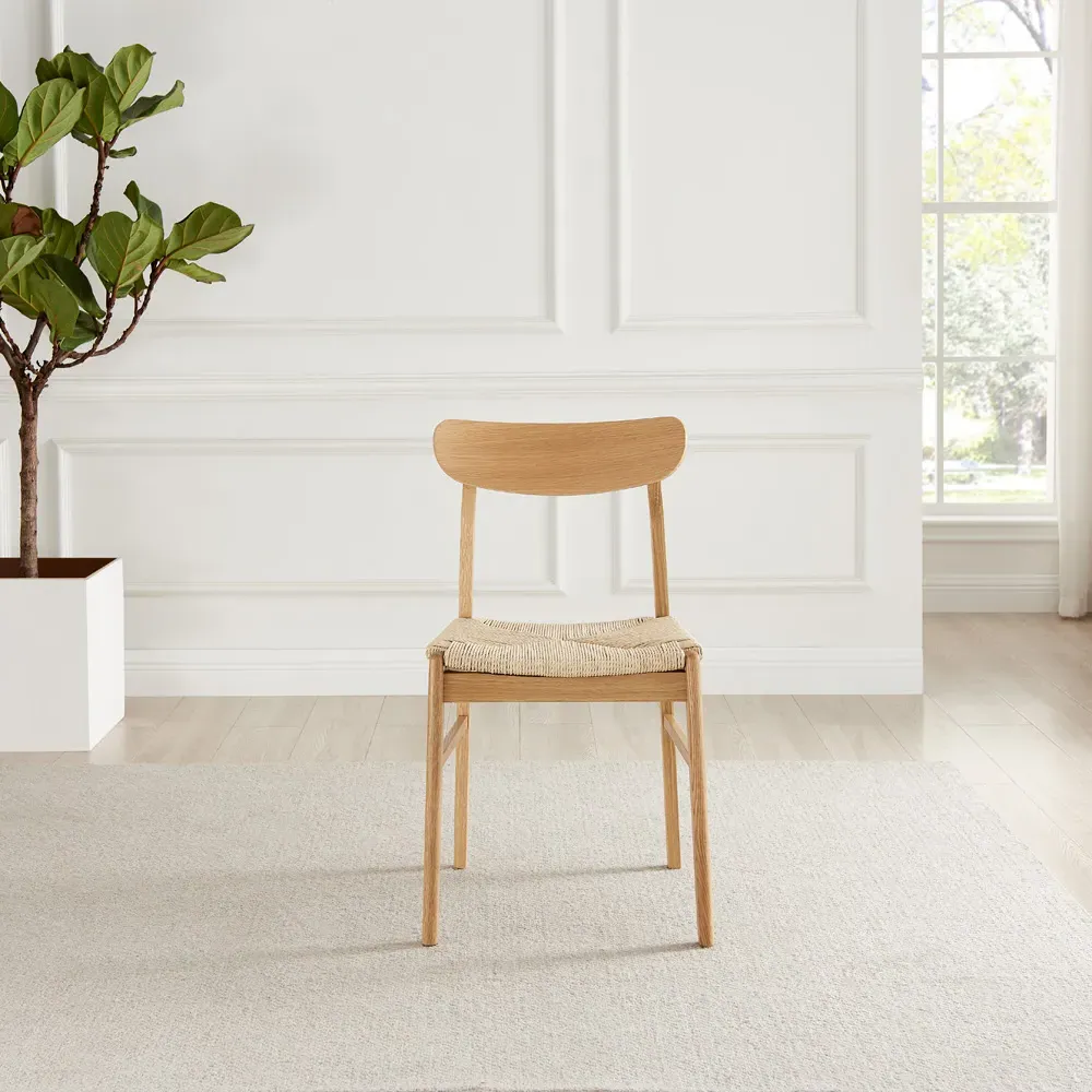 Belle Set of 2 Rope Dining Chairs - Oak