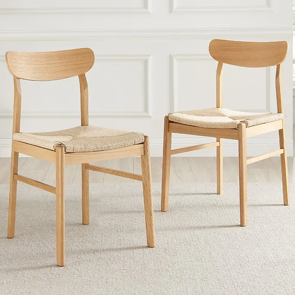 Belle Set of 2 Rope Dining Chairs - Oak