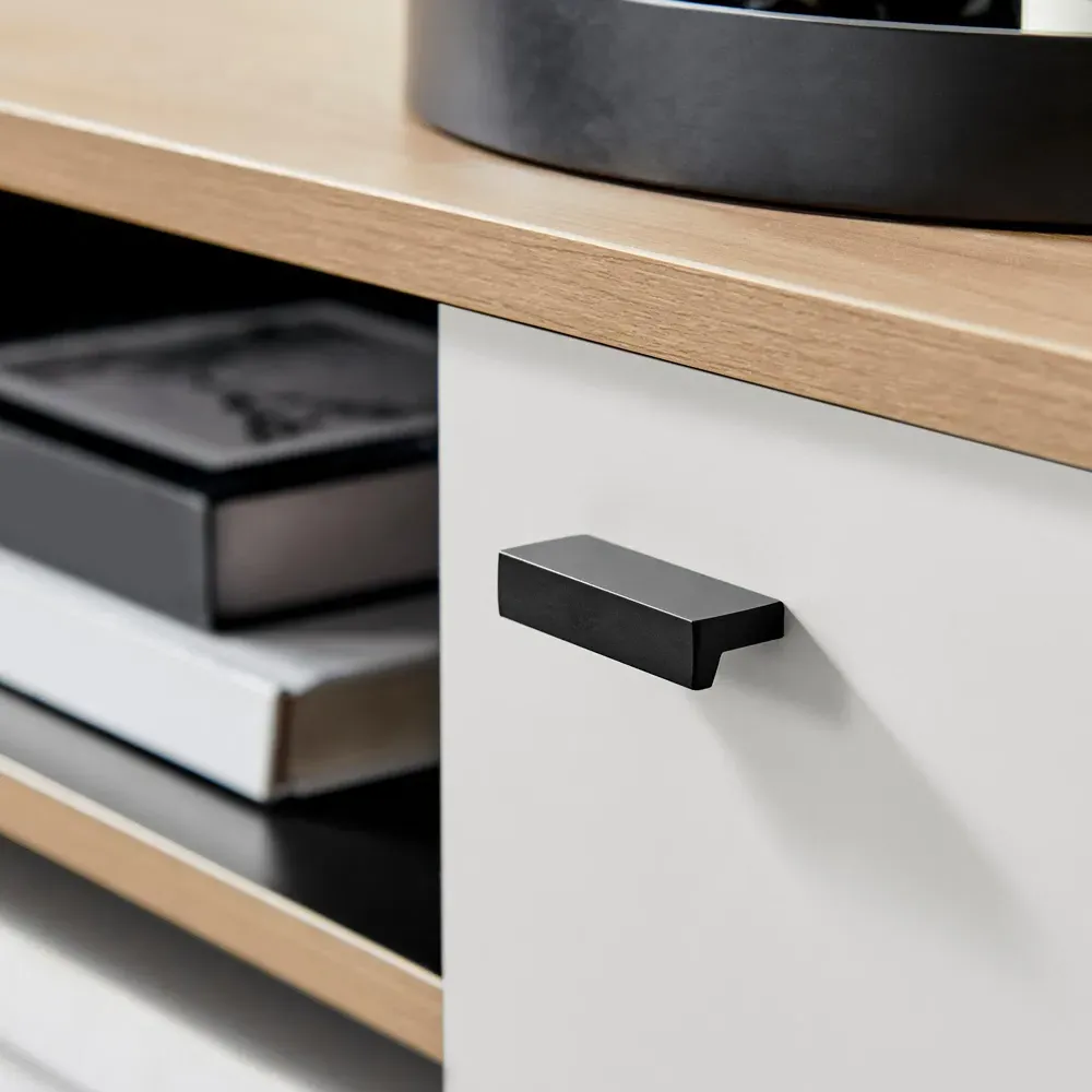 Billet 2 Door TV Unit with Storage - White, Oak Effect