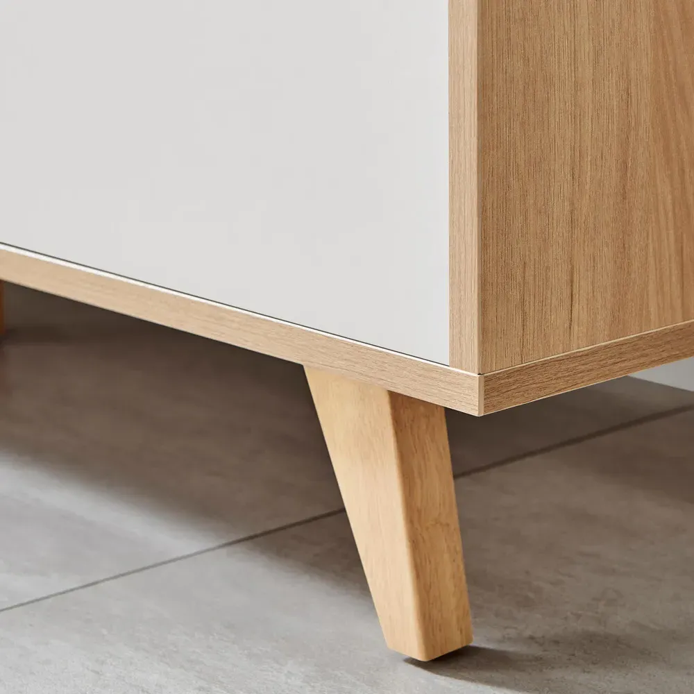 Billet 2 Door TV Unit with Storage - White, Oak Effect