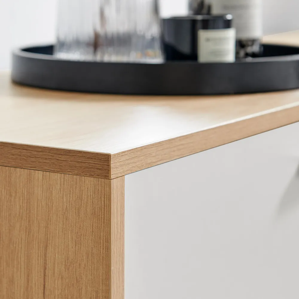 Billet 2 Door TV Unit with Storage - White, Oak Effect