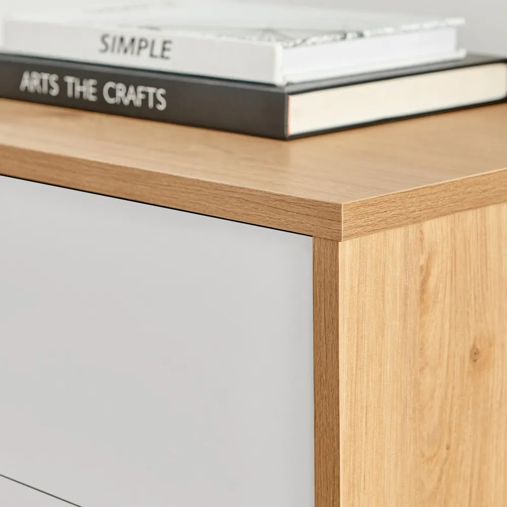 Billet 5 Drawer Chest of Drawers - White, Oak