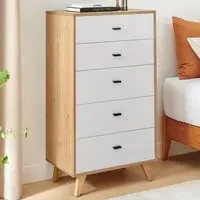 Billet 5 Drawer Chest of Drawers - White, Oak