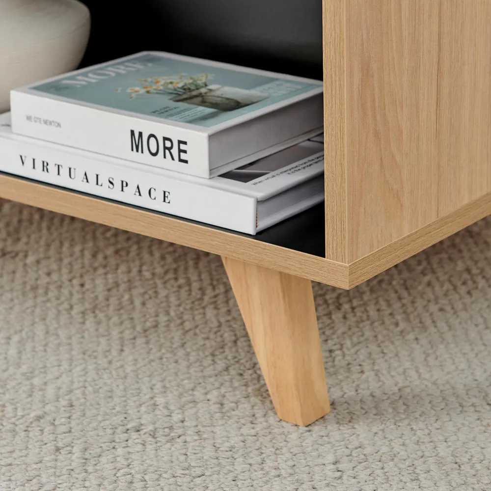 Billet Coffee Table with Drawers - White, Oak Effect