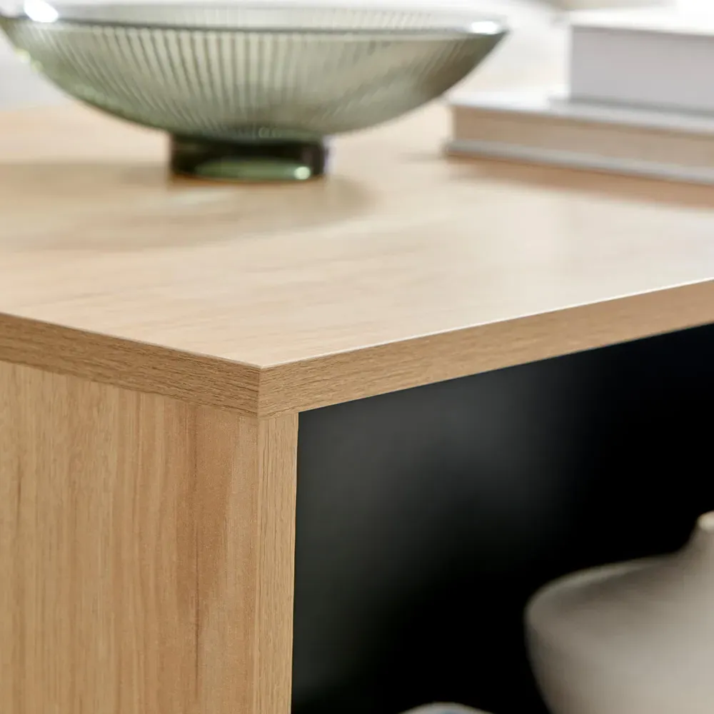 Billet Coffee Table with Drawers - White, Oak Effect