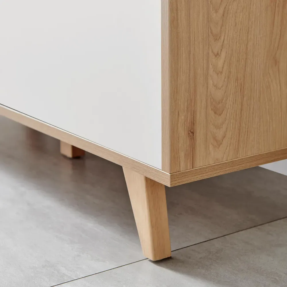 Billet Single Door 3 Drawer Sideboard - White, Oak