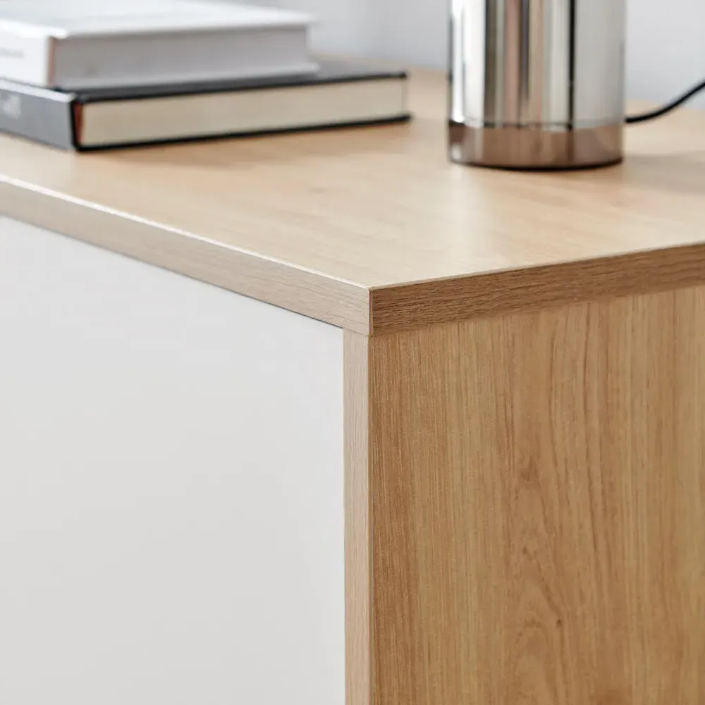 Billet Single Door 3 Drawer Sideboard - White, Oak