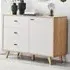 Billet Single Door 3 Drawer Sideboard - White, Oak