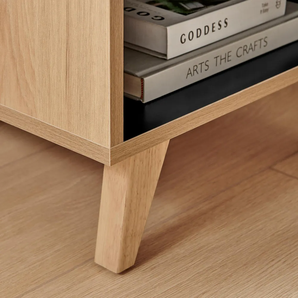 Billet Single Drawer Bedside Table - White, Oak