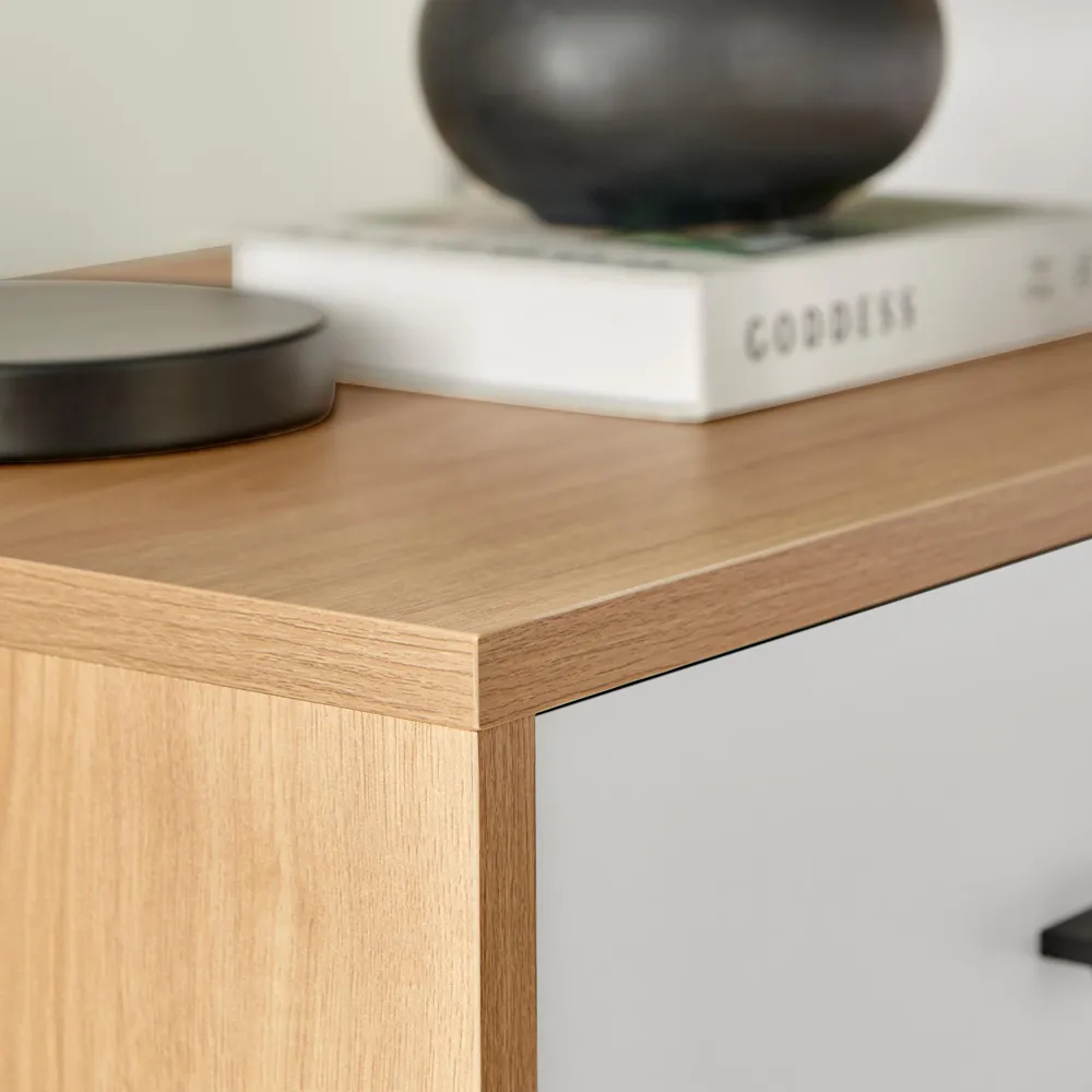 Billet Single Drawer Bedside Table - White, Oak