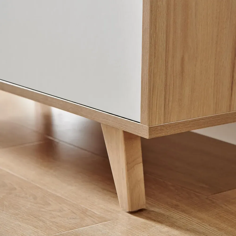 Billet Small Sideboard with Storage - White, Oak Effect