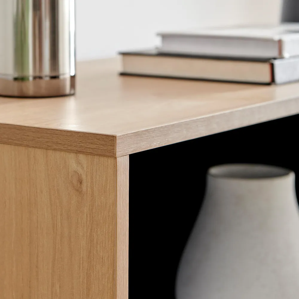 Billet Small Sideboard with Storage - White, Oak Effect