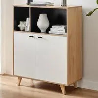 Billet Small Sideboard with Storage - White, Oak Effect