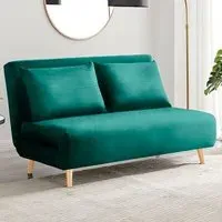 Billie 2-Seater Sofa Bed - Green, Velvet